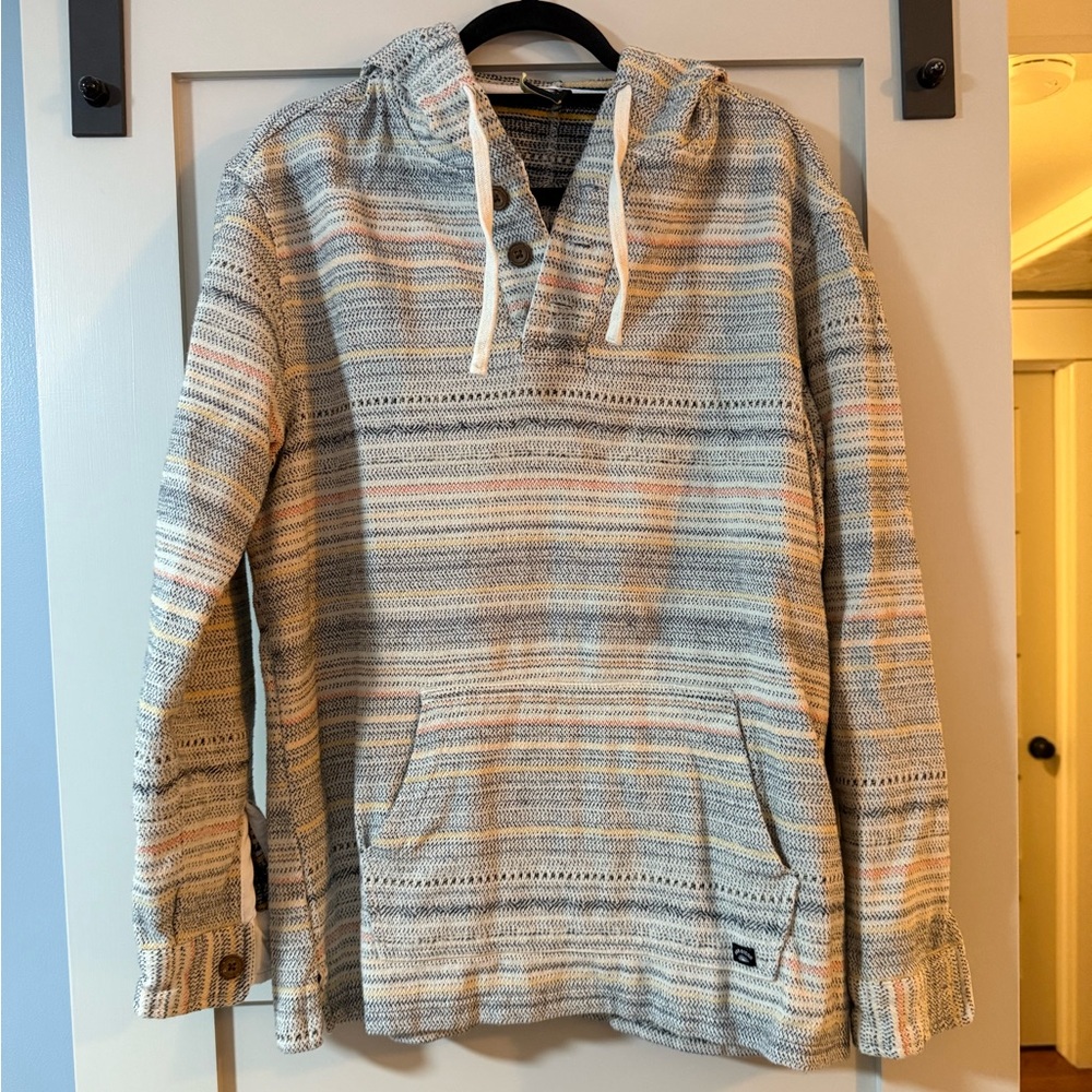Sun Diego Striped Hoodie in Gray and Cream